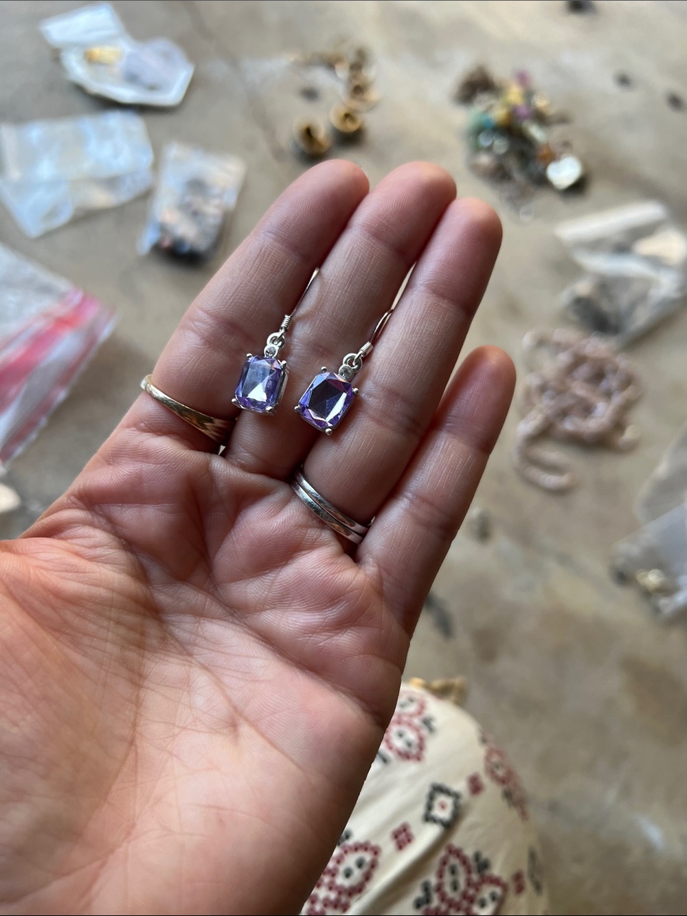 Sterling Silver Purple Gemstone Drop Earrings